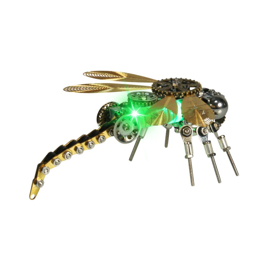 Diy Engine enginediy | 3D Puzzle Model Kit Mechanical Dragonfly With Night Light Color-Changing Metal Games - 260Pcs