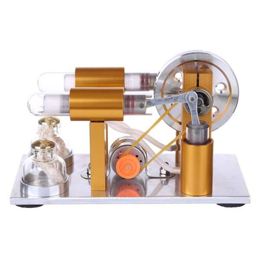 Model Engine enginediy Stirling Engine & Parts | 2 Cylinder Stirling Engine Model Physics Experiment Generator With Bulb