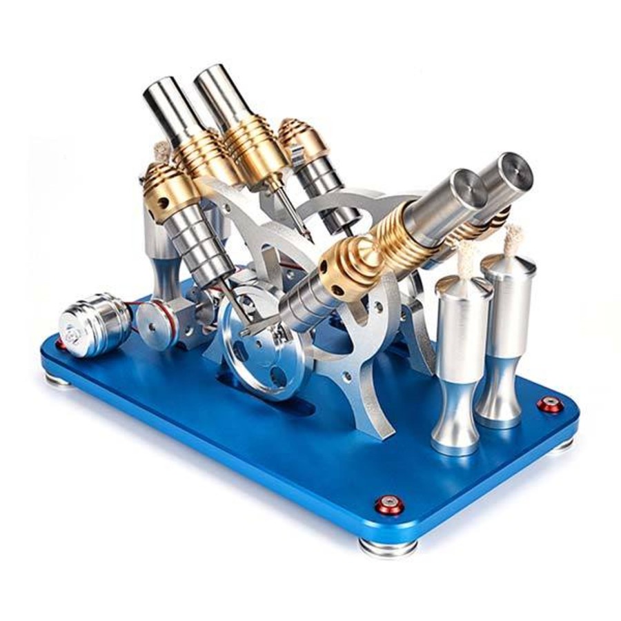 Model Engine enginediy Multi-Cylinder Stirling Engine | 4 Cylinder Stirling Engine V4 Stirling Engine Electricity Generator Kit For Gift Collection