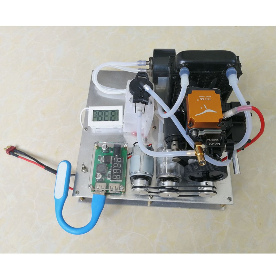 Rc Engine & Model enginediy | Toyan Methanol / Gasoline General Engine Model Diy Micro Water-Cooled Generator Set (With Water Pump / Radiator Water Tank / Thermometer)