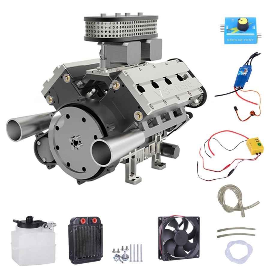 Model Engine enginediy | Enjomor V8 Gs-V8 78Cc Dohc Gasoline V8 Engine Model That Works With Starter Kit