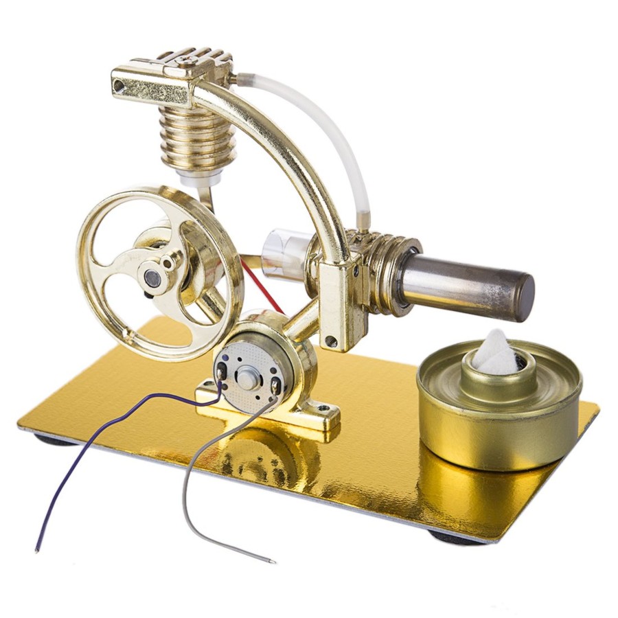 Stem Model enginediy | Stirling Engine L-Shape Single Cylinder Stirling Engine Generator Model With Big Bulb