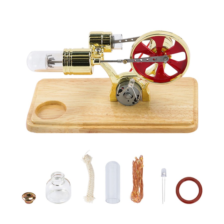 Stem Model enginediy | Enjomor Gamma Hot Air Stirling Engine Generator Model With Led Lights