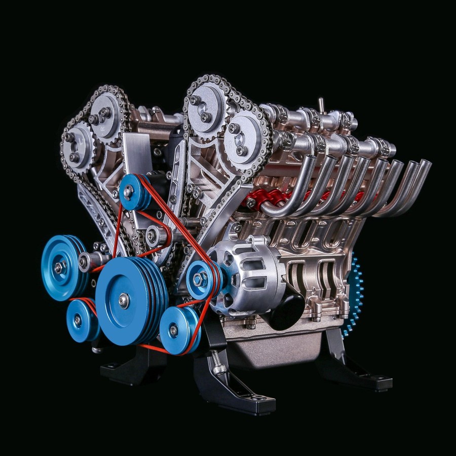 Stem Model enginediy | V8 Engine Model Kit That Works - Build Your Own V8 Engine - Teching 1: 3 Full Metal V8 Car Engine Model Kit 500+Pcs