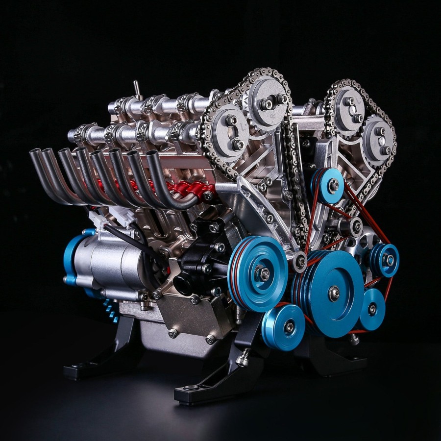 Stem Model enginediy | V8 Engine Model Kit That Works - Build Your Own V8 Engine - Teching 1: 3 Full Metal V8 Car Engine Model Kit 500+Pcs