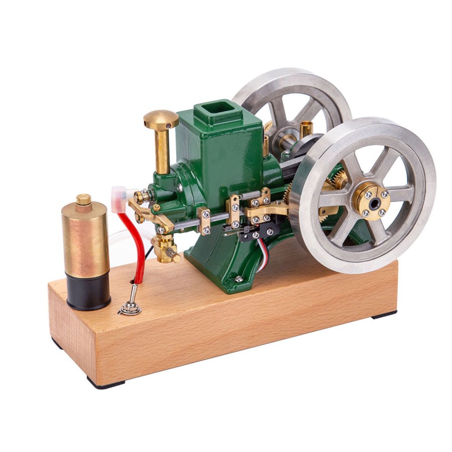 Model Engine enginediy | Hit And Miss Engine That Works - Enjomor 6Cc Antique 4-Stroke Gas Ic Engine Green Horizontal Stationary Engine With Ignition Device And Stand