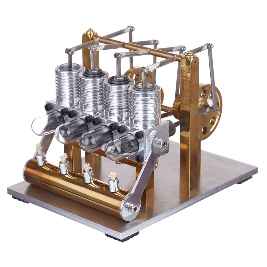 Model Engine enginediy Multi-Cylinder Stirling Engine | 4 Cylinder Stirling Engine Kit Row Balance Stirling Engine Model External Combustion Engine