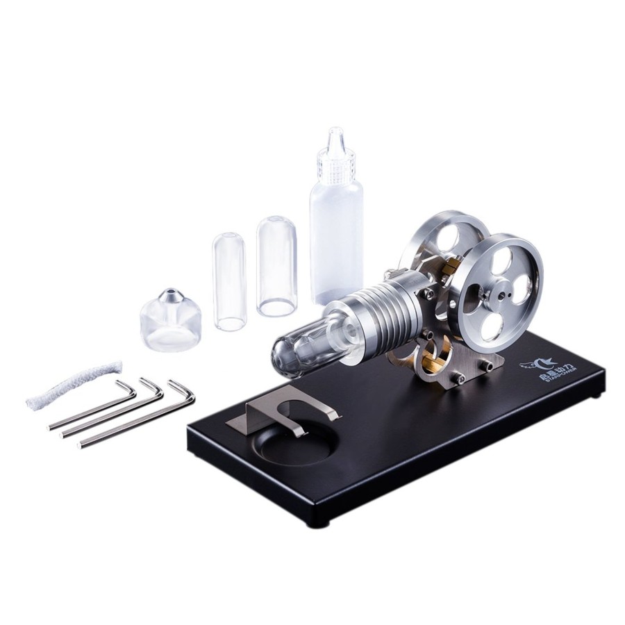 Model Engine enginediy Stirling Engine & Parts | Stirling Engine Diy Manson Engine Model Set With Metal Baseplate Toy For Children