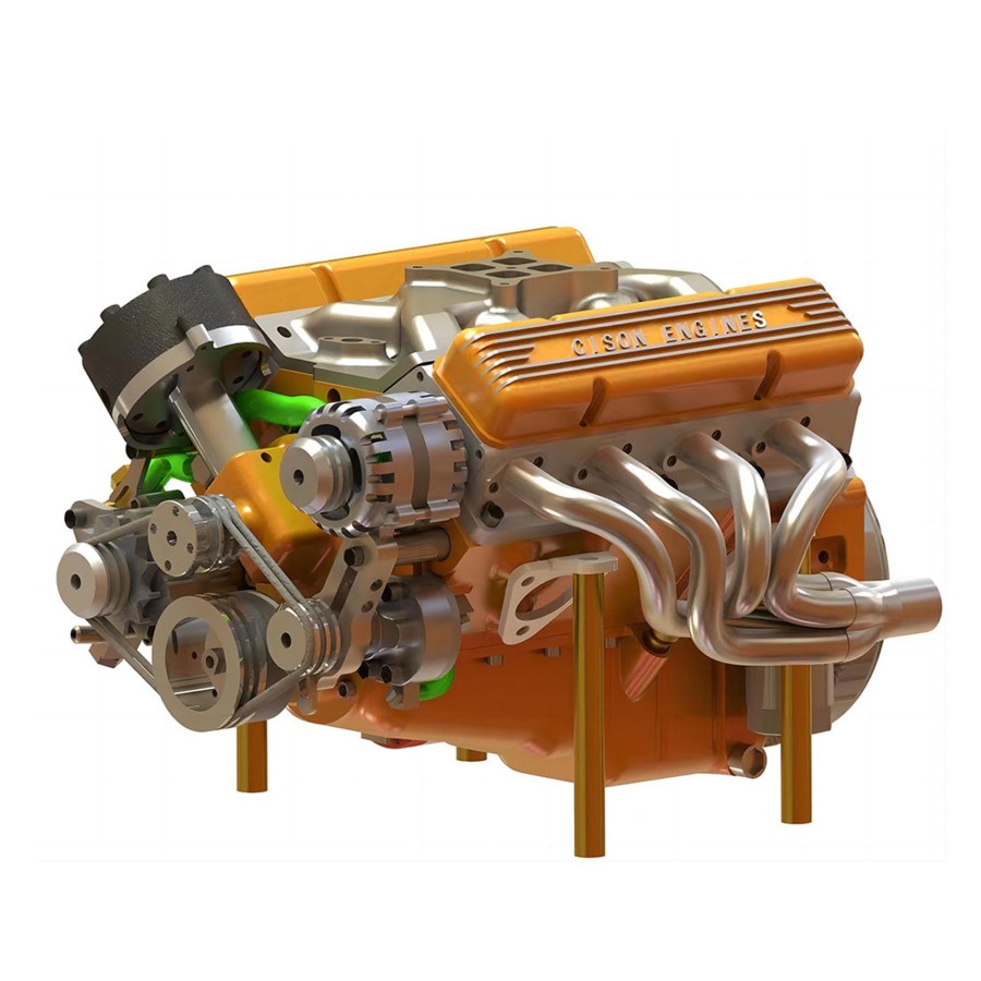 Model Engine enginediy | Cison Small-Block 44Cc 1/6 Scale Water-Cooled Ohv 4-Stroke V8 Gas Engine Internal Combustion Engine - Build Your Own V8 Engine That Works