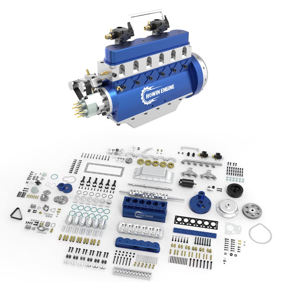 Model Engine enginediy | Howin L6-210 Engine 1/8 Scale 21Cc Mini Inline 6 Cylinder 4 Stroke Water-Cooled L6 Gasoline Engine Model Kit