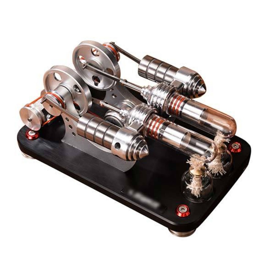 Model Engine enginediy Multi-Cylinder Stirling Engine | Stirling Engine Kit Two Cylinder Stirling Engine With Electricity Generator Model Gift Collection