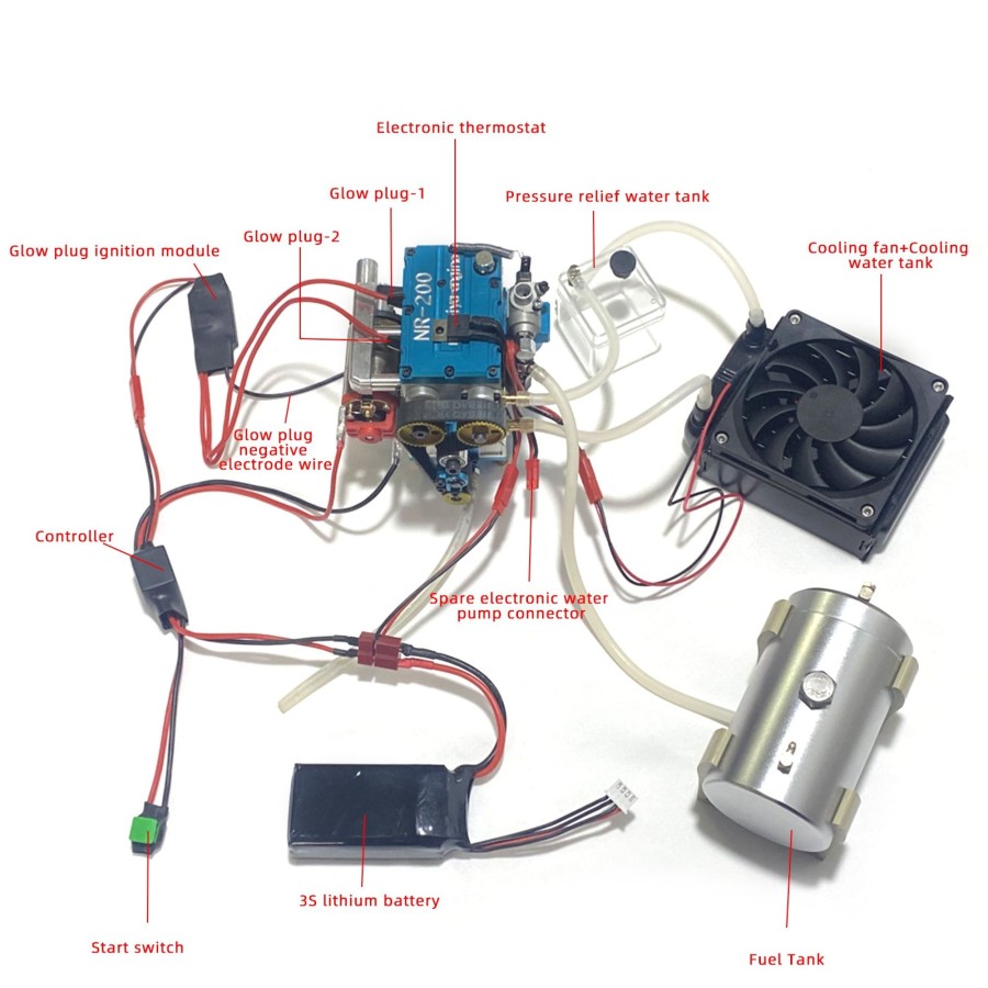 Accessories enginediy | Start Ignition And Water Cooling Kit For Nr200 Gasoline Engine