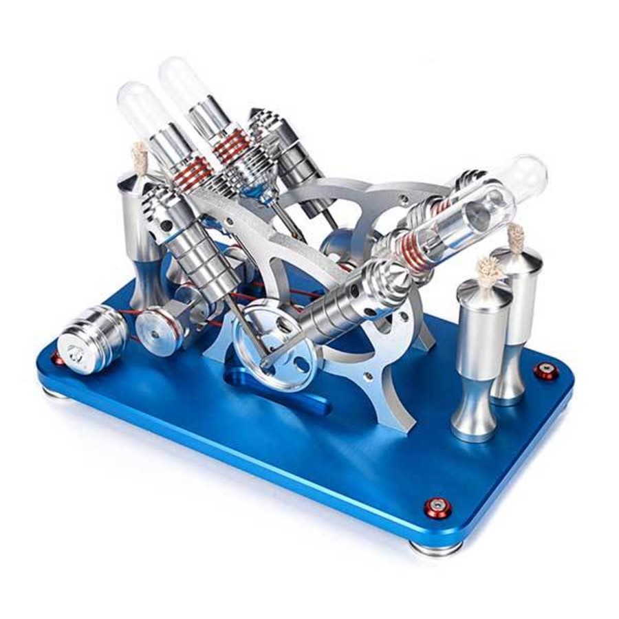 Stem Model enginediy | Stirling Engine Kit V4 4 Cylinder Stirling Engine External Combustion Engine Model - Enginediy