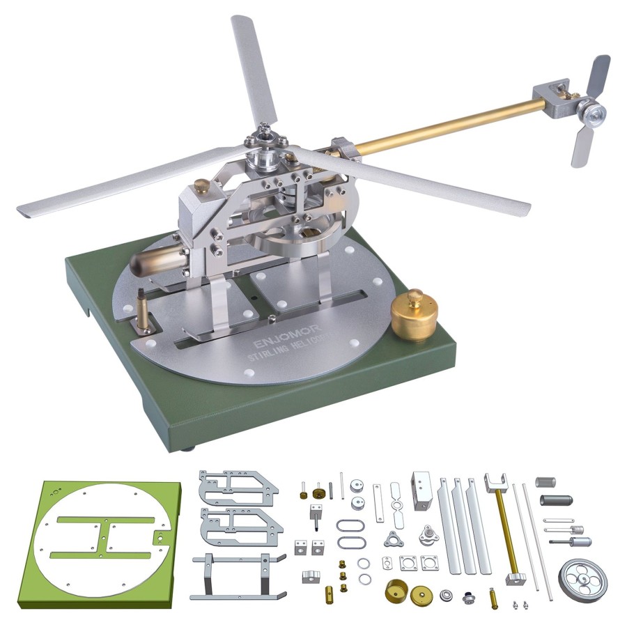 Model Engine enginediy Stirling Engine Vehicle | Enjomor Stirling Helicopter Model Kit Gamma Hot Air Stirling Engine Model Diy Assembly Model Stem Educational Toy