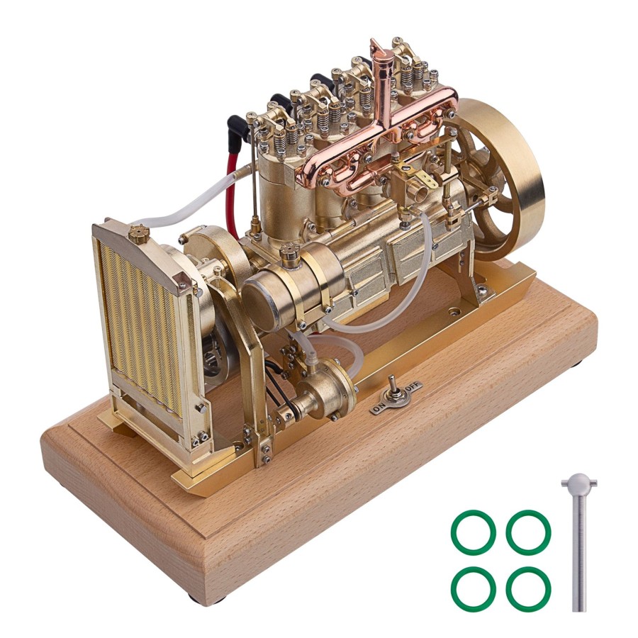 Model Engine enginediy | H75 12Cc Vertical 4-Cylinder Ohv Gas Engine Internal Combustion Engine Tractor Engine Model With Mechanical Speed Limit Complete Water Circulation Cooling System