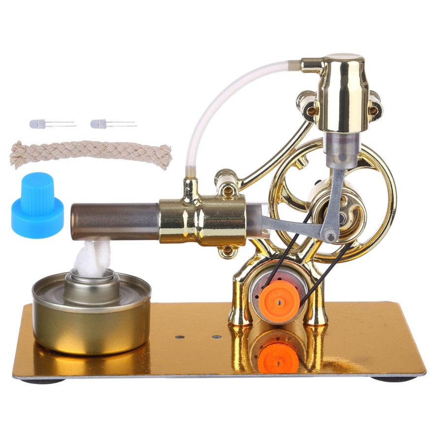 Model Engine enginediy Single Cylinder Stirling Engine | L-Type Single-Cylinder Stirling Engine Generator Model With Led Diode Science Experiment Teaching Model Toy Collection