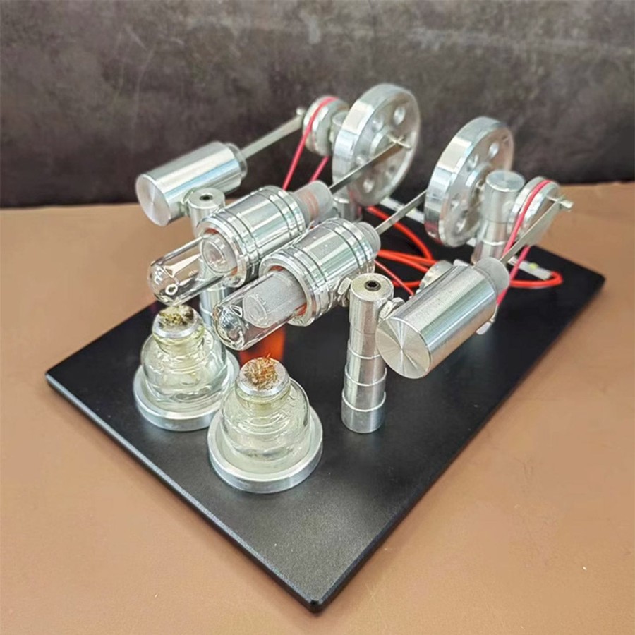 Stem Model enginediy | Stl-Sgm Inline Four-Cylinder Hot Air Stirling Engine External Combustion Engine Power Generator Model