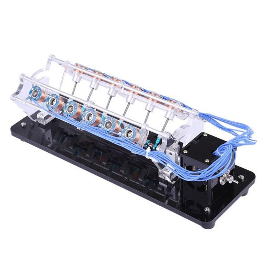 Model Engine enginediy | V12 Electromagnetic Engine 5V 6W 12 Coils High Speed V-Shaped Automobile Engine Model For Gift Collection