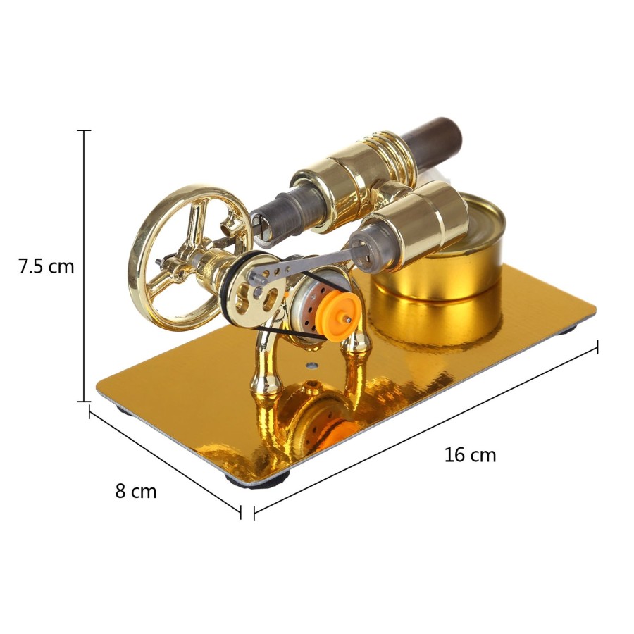 Model Engine enginediy Hot Air Stirling Engine | Hot Air Stirling Engine External Combustion Engine Model With Led Bulb - Golden