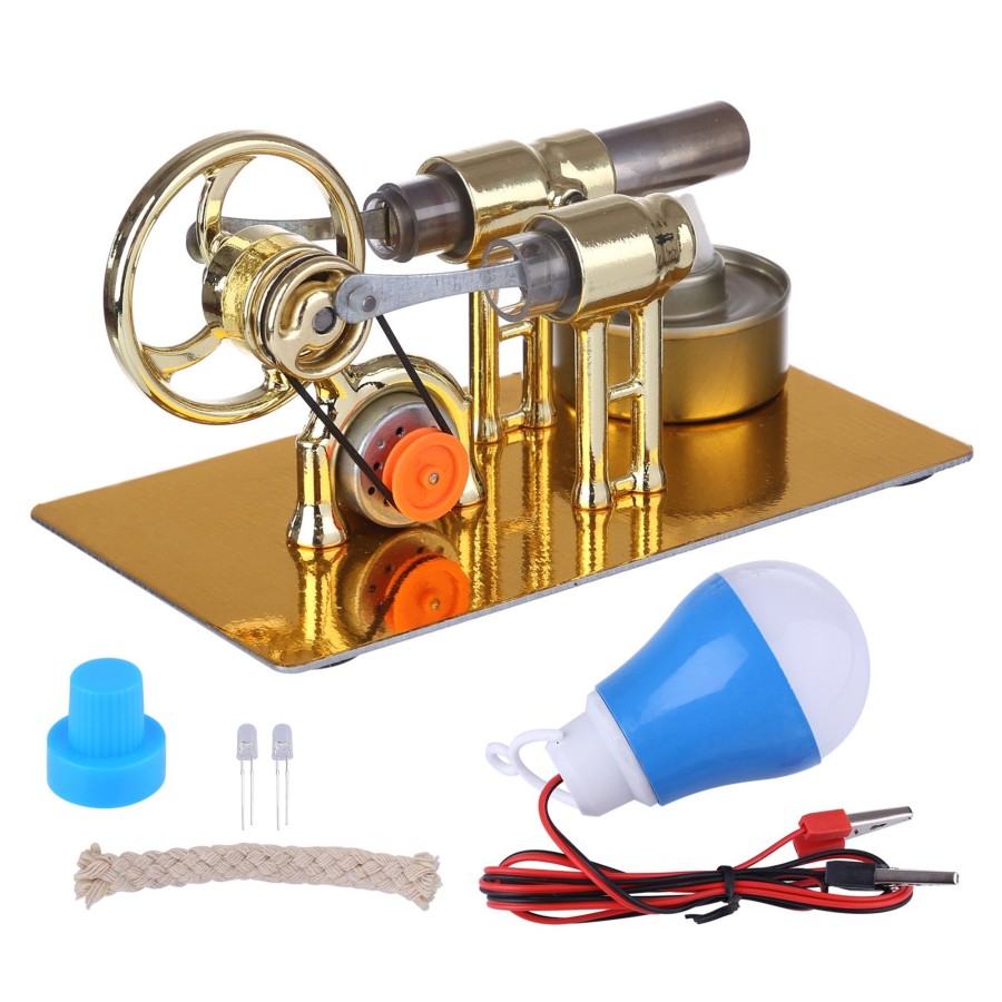 Stem Model Engine DIY | Mini Stirling Engine Diy Model With Electricity Generator Bulb Physical Educational Toy Gift