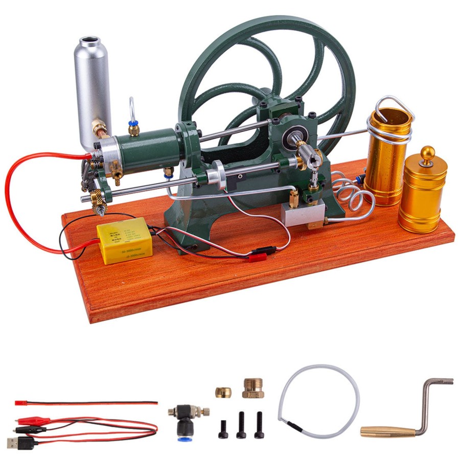 Model Engine enginediy | Retrol Horizontal Mill Engine Stationary Steam Engine Hot-Bulb Engine Look 4-Stroke Water-Cooling Gasoline Engine Ic Engine Model