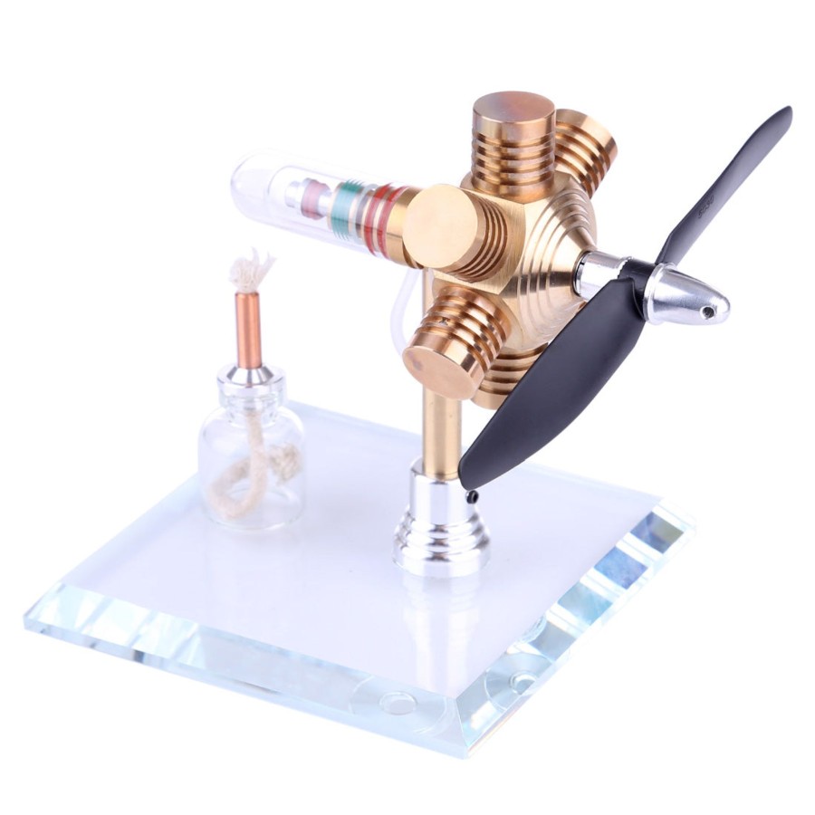 Model Engine enginediy Stirling Engine & Parts | Stirling Engine Kit Hexagonal Shape Free-Piston Stirling Engine Model With Propeller