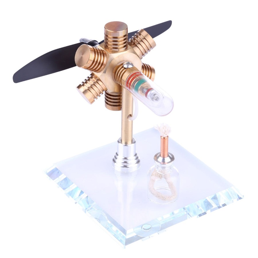 Model Engine enginediy Stirling Engine & Parts | Stirling Engine Kit Hexagonal Shape Free-Piston Stirling Engine Model With Propeller