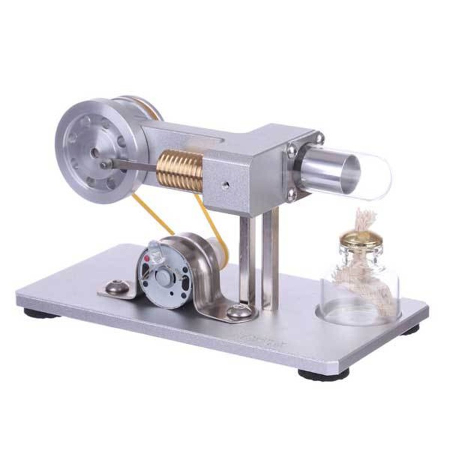 Model Engine Engine DIY Hot Air Stirling Engine | Mini Hot Air Stirling Engine Motor Model Physics Experiment Educational Toy Kit With Led Light