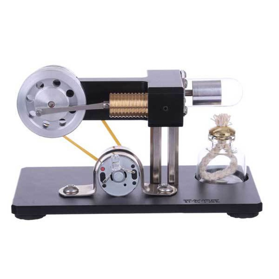 Model Engine Engine DIY Hot Air Stirling Engine | Mini Hot Air Stirling Engine Motor Model Physics Experiment Educational Toy Kit With Led Light