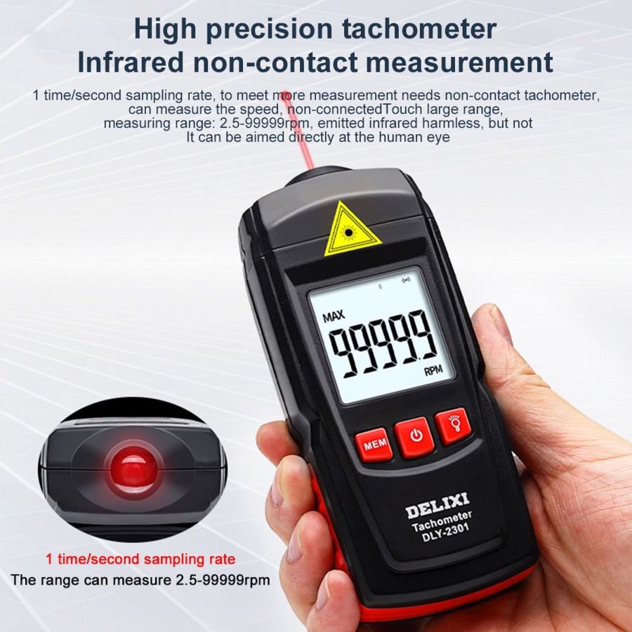 Accessories enginediy | High Precision Laser Non-Contact Tachometer Measuring Instrument