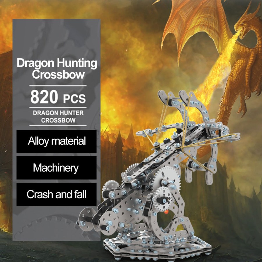 Diy Engine Engine DIY | 820Pcs Metal Assembly Diy Toy Mechanical Gear Transmission Launched Dragon Hunting Crossbow