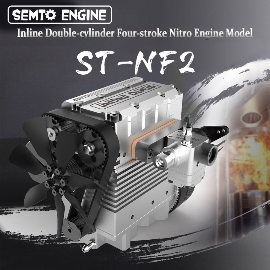 Model Engine enginediy | Semto Engine St-Nf2 7.0Cc Mini Inline Double-Cylinder Four-Stroke Air-Cooled Nitro Engine Model Kit