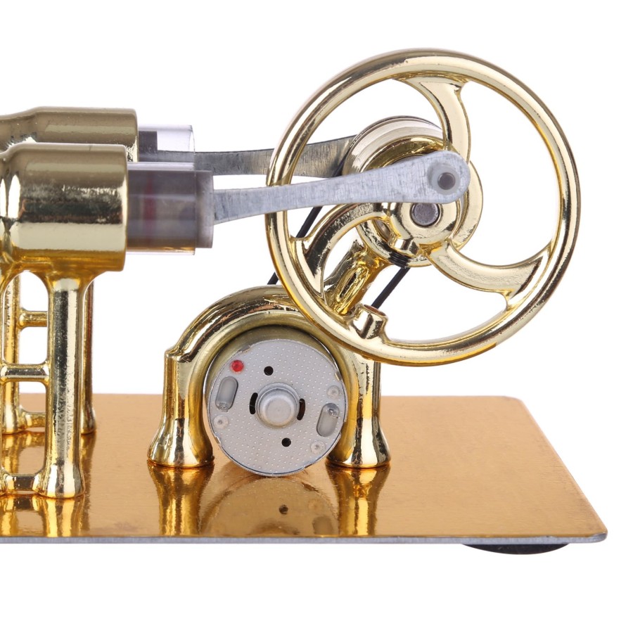 Stem Model enginediy | Gamma Stirling Engine -Type Single Cylinder Engine Generator Model With Led Diode And Bulb Science Experiment Teaching Model Collection