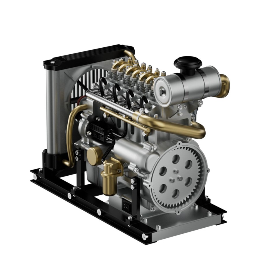 Model Engine enginediy | L4 Diesel Engine Model Kit That Works - Build Your Own Diesel Engine - Teching 1: 10 Full Metal Mini L4 4 Cylinder Engine Ohv Inline 4 Cylinder Engine Model Kit 300+Pcs