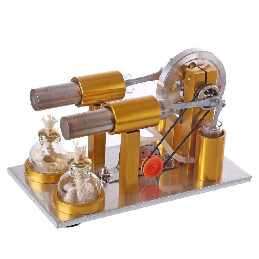 Model Engine enginediy Multi-Cylinder Stirling Engine | Metal 2 Cylinder Stirling Engine Model Scientific Experiment Educational Toys