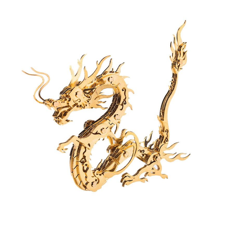 Diy Engine Engine DIY | 100Pcs+ Diy Metal Assembly Oriental Mythological Creatures Golden Chinese Dragon