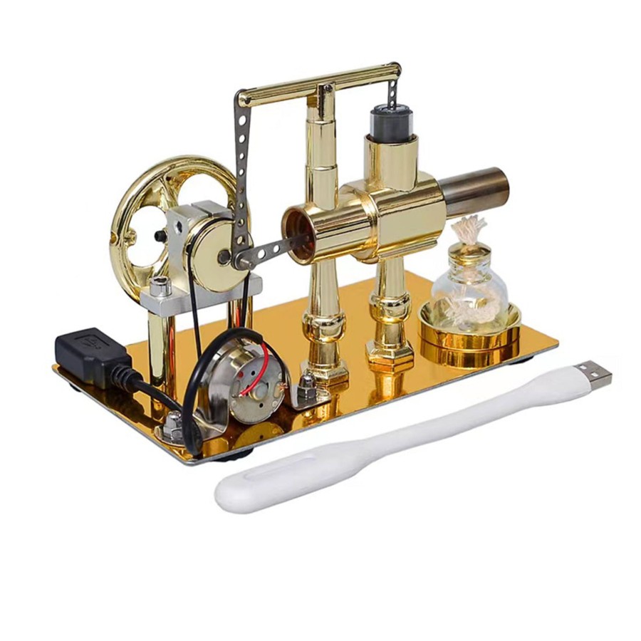 Stem Model Engine DIY | Enjomor Balance Single-Cylinder Hot Air Stirling Engine Model With Usb Light - Gift Collection