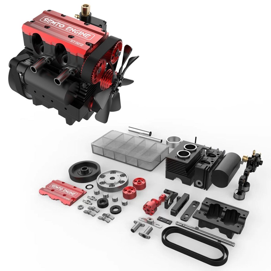 Diy Engine enginediy | Semto St-Nf2 Engine 7Cc Sohc Inline 2 Cylinders 4 Stroke Air Cooled Nitro Engine Model Kit - Build Your Own Engine That Works