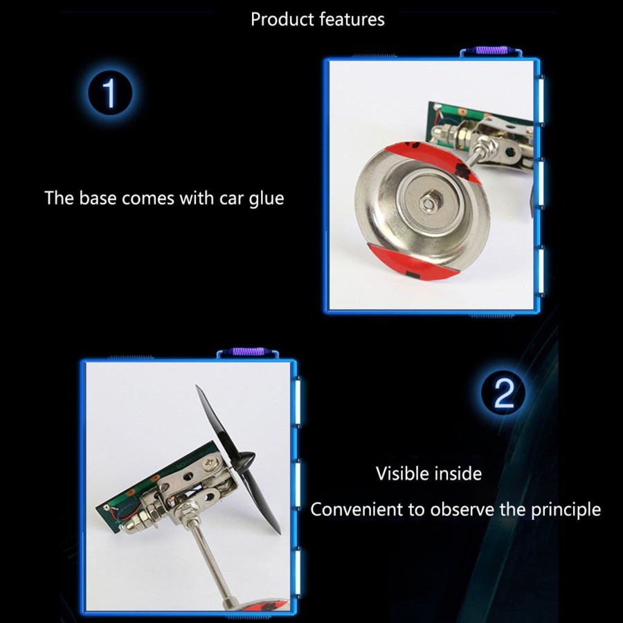 Stem Model enginediy | Stark 2 Blades Vehicle-Mounted Solar Windmill Motor Solar Toy Scientific Physics Toy