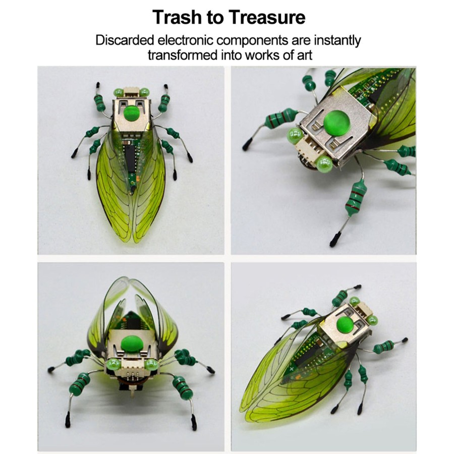 Diy Engine Engine DIY | Diy Assembly Mechanical Insect Model Kits Handmade Scientific Toy Set With Voice-Activated Photo Frame - Cicada (Random Color)