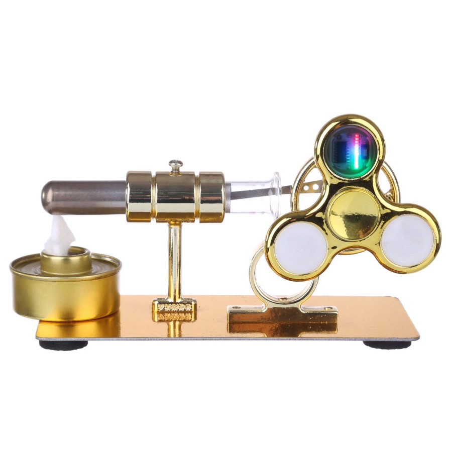 Model Engine Engine DIY Stirling Engine & Parts | Stirling Engine Model With Luminous Gyroscope Physical Experiment Sterling Engine Creative Gift