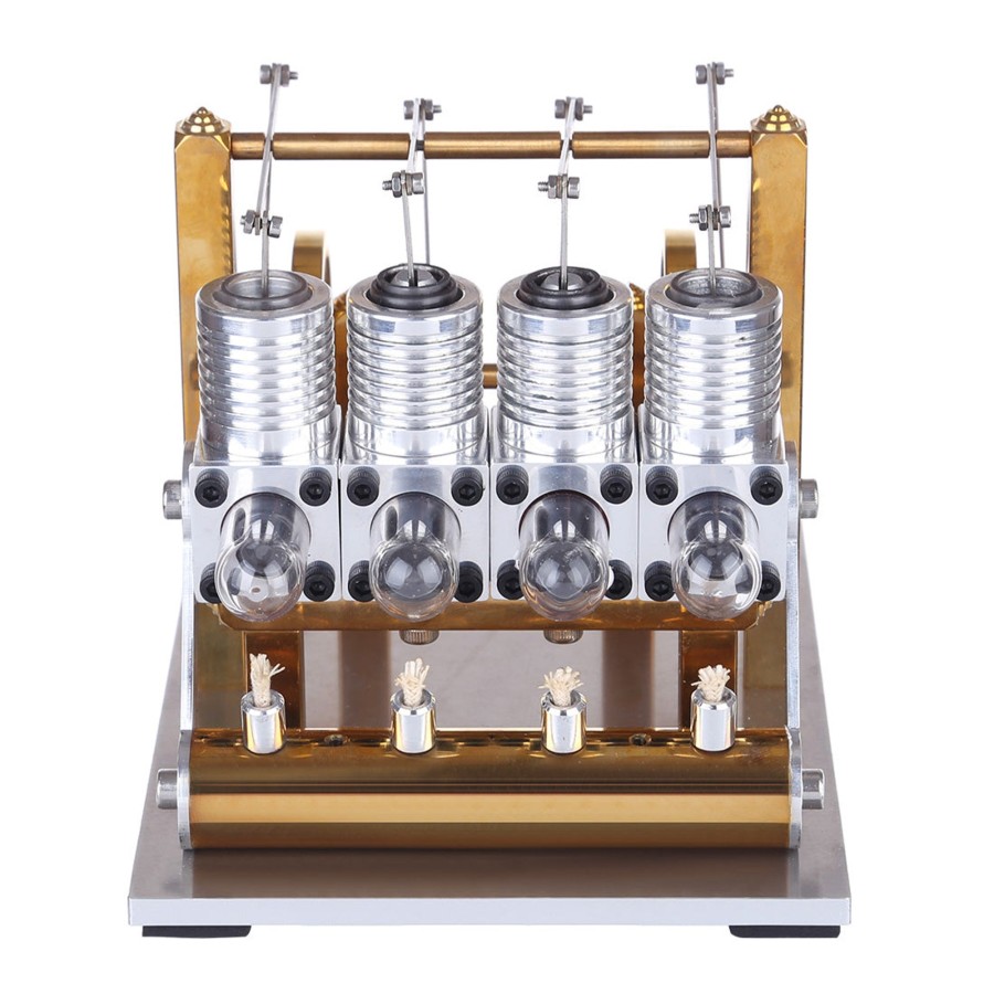 Stem Model enginediy | 4 Cylinder Stirling Engine Kit Row Balance Stirling Engine Model External Combustion Engine