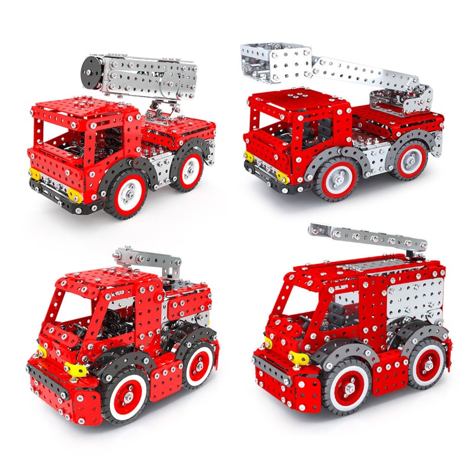 Diy Engine Engine DIY | 3D Metal Puzzle Diy Metal Assembly Toy Fire Engine Model Fire Truck Combination-1375Pcs+