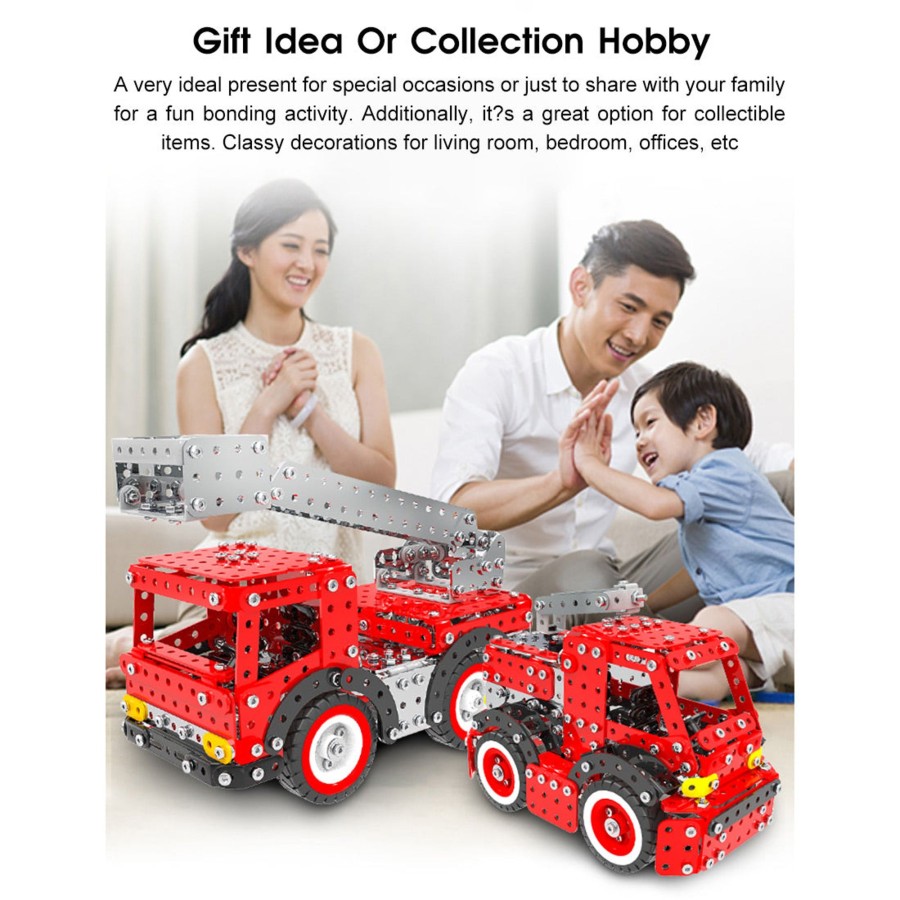 Diy Engine Engine DIY | 3D Metal Puzzle Diy Metal Assembly Toy Fire Engine Model Fire Truck Combination-1375Pcs+