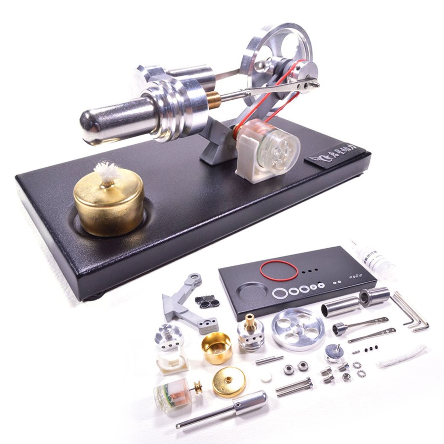 Stem Model enginediy | Stirling Engine Kit Unassembled Engine Kit Electricity Generator With 4 Led Light - Perfect Gift Choice