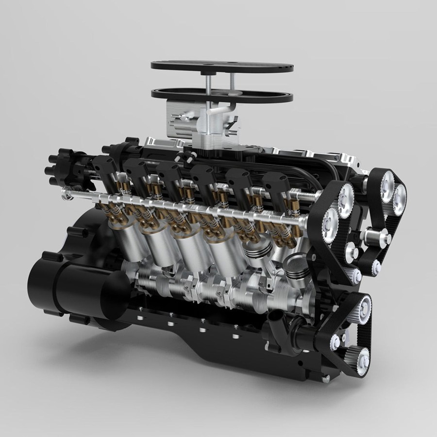 Model Engine enginediy | Enjomor V12 Engine Gs-V12 72Cc Dohc 4-Stroke 12-Cylinder 48-Valve Water-Cooled Electric Start Gasoline Engine Model - V12 Engine Model That Works