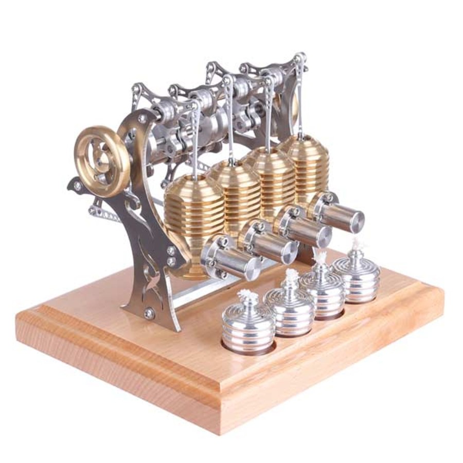 Model Engine enginediy | Stirling Engine 4 Cylinder Stirling Engine Kit For Gift Collection Enginediy