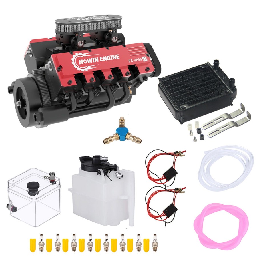 Model Engine enginediy | Toyan & Howin V8 Engine Fs-V800G 1/10 28Cc Gasoline Engine With Starter Kit - Build Your Own V8 Engine - V8 Engine Model Kit That Works