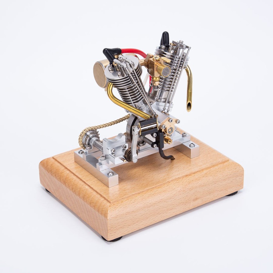 Model Engine enginediy | H08 Hoglet V2 Engine 4.2Cc Ohv V-Twin Four-Stroke Gasoline Engine Mini Retro Motorcycle Engine Model With Pedal Start