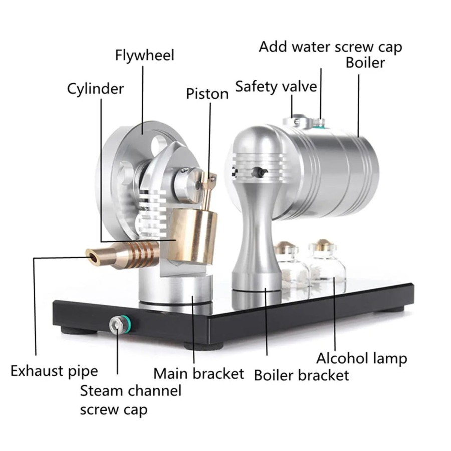 Stem Model enginediy | Retro Steam Engine Model With Bootable Steam Heating Boiler Steam Engine Science Toy - Enginediy